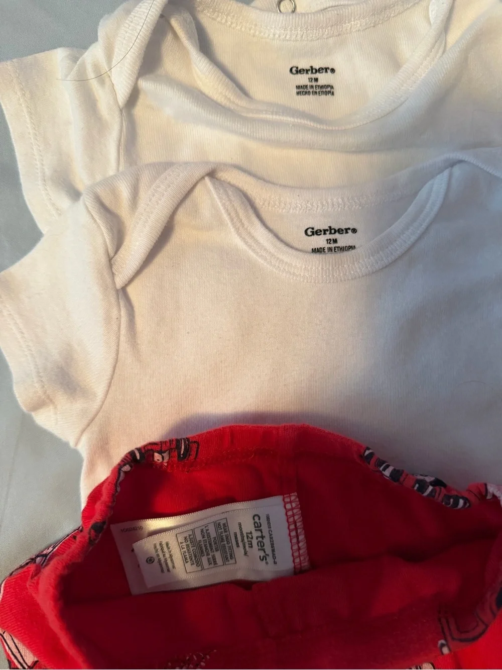 Carter's White Bodysuits with Red Firetruck Pants and Navy & Burgundy Tops